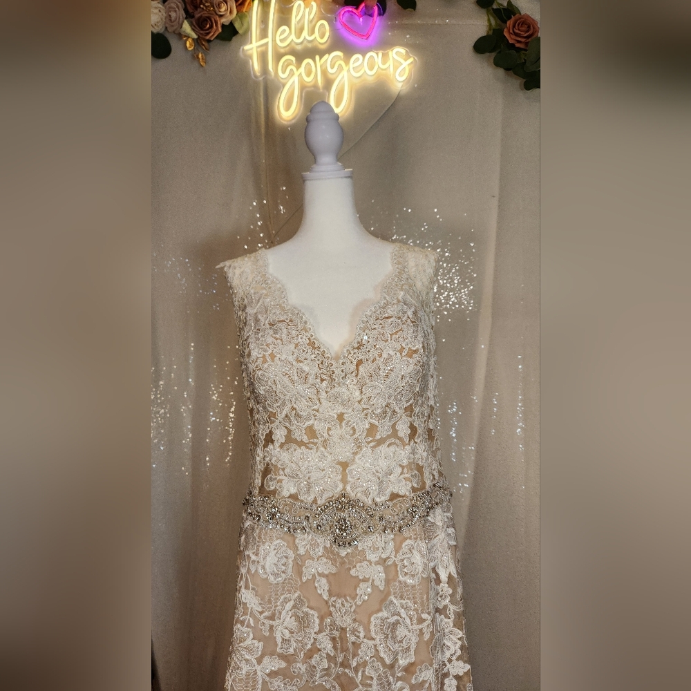 Sophia Tolli Y21656 - Fellini Ivory & Maple Sample Gown NWT - Picture 4 of 14